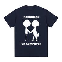 Radiohead Ok Computer Vintage Tshirt Rock Band Camisetas Music Graphic Cotton Unisex T Shirt New Tee Tshirt Womens Tops 4XL gray