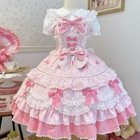 Vasarinė saldi Lolita suknelė Princesės nėriniai Saldus laminuotas ilgas S gray