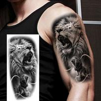 1 lapas Realistiški Balandžio Liūto Vilko Laikini Tatuiruotės Vyrams Moterims Vandeniui Atsparūs Tatuiruotės Kaukolės Drakono Karžygio Netikri Tatuiruotės Lipdukai China Mainland gray