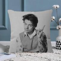 1 vnt. Harry Styles pagalvės užvalkalas, poliesterio 2D dvipusis spaudinys, juodai baltas dainininko portretas, pop žvaigždės gerbėjų namų ir automobilio dekoras Peach skin 18*18(CM)-1Pcs gray