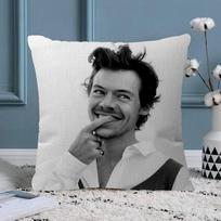 1 vnt. Harry Styles pagalvės užvalkalas, poliesterio 2D dvipusis spaudinys, juodai baltas dainininko portretas, pop žvaigždės gerbėjų namų ir automobilio dekoras Peach skin 18*18(CM)-1Pcs