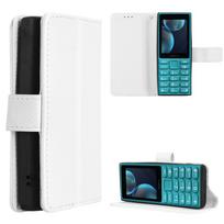 Atverčiamas dėklas Nokia 108 4G 2024/HMD 105 4G/HMD 200 4G 2026 Odinis dėklas [Atverčiamas Vintažinis Odinis] Patvarus Retro Telefono Dėklas For Nokia 108 4G 2024/HMD 105 4G/HMD 200 4G 2026 balta