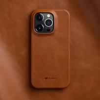 Melkco 100% aliejumi ir vašku impregnuotas natūralios odos dėklas iPhone 14 15 16 Pro Max Plus telefonams, Premium prabangūs dėklai, verslo stiliaus ištraukiamas telefono dangtelis for iPhone 16 Plus ruda