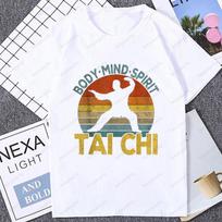 Body Mind Spirit Tai Chi Graphic Vintage Sunset T-shirt XXXXL gray