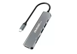DUDAO A15H 6-in-1 USB-C Hub Docking Station su HDMI, USB 3.0, USB 2.0, SD/TF kortelių skaitytuvu, PD 100W - Space Gray