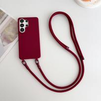 Kryžinė telefono dėklas, skirtas Samsung Galaxy S26 Ultra S25 FE S24 S23 S22 S21 Plus A57 A37 A17 A07 A56 A36 TPU silikoninis minkštas dangtelis Galaxy S21 Ultra 5G vyno raudonos spalvos