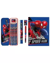 KIDS 11-in-1 Spider-Man mokyklinis raštinės reikmenų rinkinys su penaline, spalvotais pieštukais, A5 sąsiuviniu ir dar daugiau