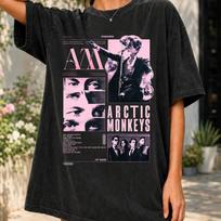 Arctic Monkeys Shirt and kids T-Shirt, AM Band Graphic Tee, Indie Rock Fan Gift, Oversized Unisex Vintage Wash Tee L white