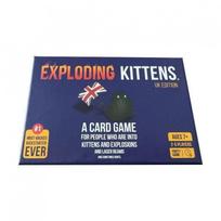 Exploding Kittens kortų žaidimas, pilna kolekcija su keliais papildymais, vakarėlio stalo žaidimas suaugusiems, šeimos vakaro dovana British Cats