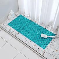 PVC Non-slip Pebble Bath Mat for Bathroom and Shower 62x33 cm blue