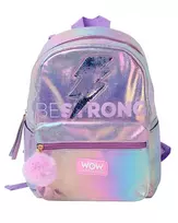 Holo Wow holografinė mokyklinė kuprinė mergaitėms su pomponu ir reguliuojamais dirželiais WOW00048
