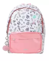 KIDS Wow Holo Holografinė mergaičių mokyklinė kuprinė, didelė A4, rožinė su pomponu - Wow00022