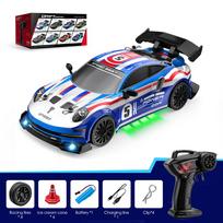 2026 Portable 2.4G Wireless 4-wheel Drive Drift RC Car 1:24 Scale with Cool Lights Stepless Speed Kids Remote Control Vehicle Christmas Birthday Gifts E80 Blue gray
