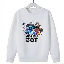 Astro Bot Kids Cartoon Round Neck Hoodie - Space Robot Print 110 cm balta
