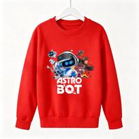 Astro Bot Kids Cartoon Round Neck Hoodie - Space Robot Print 120 cm raudona