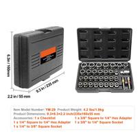 SucceBuy 29PCs Bolt Extractor Set Bolt and Nut Remover Set 6mm to 10mm 13/32  to 3/4  CR-MO Steel Extraction Socket Set 29PCs w Case black