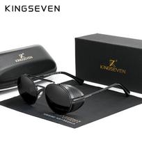 Originalūs KINGSEVEN Retro Apvalūs Steampunk Akiniai nuo saulės Vyriški Retro Moteriški Akiniai nuo Saulės Atspalviai Vintažiniai Kelioniniai Akiniai 7550 M gray