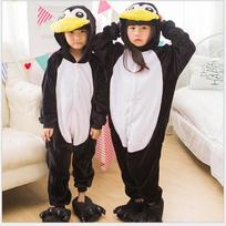 Pingvino ausies Kigurumi Vienas gabalas Vaikų pižama Berniukui Mergaitei Gyvūnas panda Cosplay Kostiumas Miego kostiumas Flanelinis Talismano Kostiumas Šaliai Žiemos Šilti Miego drabužiai 5T beige