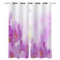 Violetinės Phalaenopsis orchidėjos rašto užuolaida Drugelio užuolaida Miegamojo Svetainės Virtuvės Žaliuzės Langas Trumpa užuolaida cortina 2 vnt. (50Wx50H)x2(CM)&Grommet Top