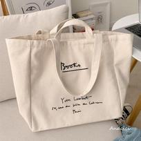 Women's Handbag Letters Lazy Wind Canvas Bag Simple Large Capacity Shoulder Bag Students Class Bag 37**20*38cm beige
