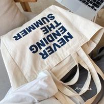 Women's Handbag Letters Lazy Wind Canvas Bag Simple Large Capacity Shoulder Bag Students Class Bag 37**20*38cm white