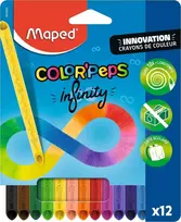 Maped COLOR'PEPS INFINITY trikampių spalvotų pieštukų rinkinys, 12 skirtingų spalvų, tarnauja 10x ilgiau, 100% pigmento šerdis, daugkartinio naudojimo dėklas 861602
