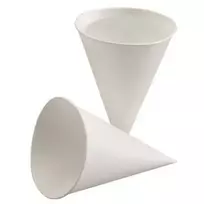 PAPSTAR Cukranendrių popieriaus kūgio formos puodelis 150 ml, baltas, 85 mm skersmuo, 115 mm aukštis (88619)