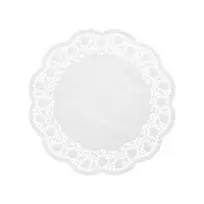 PAPSTAR apvali torto servetėlė, 360 mm skersmens, balto reljefinio nėrinių rašto popieriaus, 40 g/m², 1 vnt. (12265)
