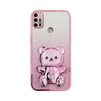 „Candy Bear“ stovas blizgantis telefono dėklas, skirtas Motorola Moto G10 G20 G30 G60 G60S G8 G9 Play Plus Power G71S G84 G54 G24 G14 minkštas dangtelis Moto G84 5G rožinė