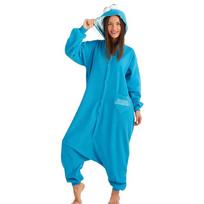 Cookie Monster Cosplay kostiumas Kigurumi Anime vientisa pižama žiemos namų apranga S mėlyna