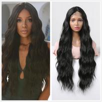 ALAN EATON Synthetic Wine Red Lace Front Wigs Long Water Wave  Wig for Women Hair Party Daily High Quality High Density brown