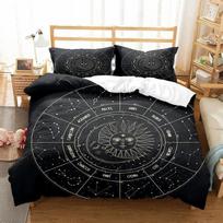 Saulės Mėnulio Antklodės Užvalkalas Karališko Karalienės Dydžio, Galaktikos Boho Egzotiškas Lovos Patalynės Komplektas Juodos Aukso Astrologijos Dangaus Poliesterio Antklodės Užvalkalas AU Single 140x210cm black