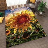 Saulėgrąžų rašto svetainės kilimas Atsparus nešvarumams ir lengvai prižiūrimas Durų kilimėlis Miegamojo didelio dydžio grindų kilimėlis 80 * 120cm brown