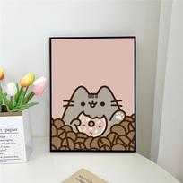 1vnt Animacinis filmas P-Pusheen K-Kawai Cat Plakatas Lipnus meno plakatas Neperšlampamas popierinis lipdukas Kavos namų baro kambario sienų dekoras 40cm×60cm NoFrame