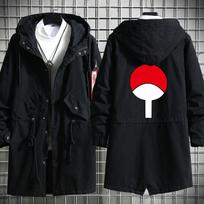 Japoniški Anime megztiniai Vyriški Harajuku Cosplay Kostiumų Paltas Paltas su gobtuvu Juodos Aprangos Vėjo striukė L black