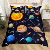 3 vnt. Saulės sistemos patalynės komplektas vaikams Kosminės galaktikos antklodžių užvalkalų rinkinys Visatos planetų pagalvių užvalkalai Astronomijos antklodžių užvalkalai Duvet Cover Set&EU Twin(135x200cm)