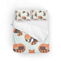Kawaii Raudonasis panda antklodės užvalkalų komplektai Karalienės Karaliaus dydžio Lengvi antklodžių užvalkalai Miegamojo dekoras Mieli gyvūnų patalynės komplektai Be antklodės EU Single(135x200cm) white