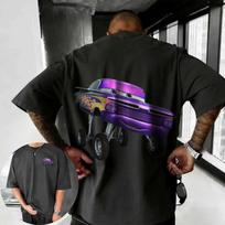 202526 Summer Disney Cars Lightning McQueen Cartoon Pattern 100 Cotton Printed Tshirt Comfortable Breathable Mens Clothing S black
