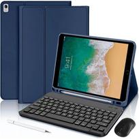 Keyboard Case for iPad Air 3 10.5  / iPad Pro 10.5  - Navy Blue with Bluetooth Keyboard + Mouse + Stylus