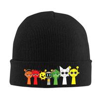 Sprunki Characters Game Hat Autumn Winter Beanie New Durple Pinki Jevin Sky Vineria Caps Unisex Acrylic Knitted Caps One Size black