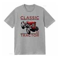 Klasikiniai vintažiniai traktoriai Massey Ferguson 65 Įkvėptas retro stiliaus marškinėliai vintažiniai skalbti kvėpuojantys madingi Unisex L gray