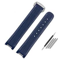 Watch Strap Fit For Omega Seamaster 300 AT150 Aqua Terra Ultra Light 8900 Steel Buckle Watchband Bracelets Rubber Silicone 20mm blue