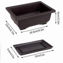 Bonsai Pots For Succulents Bonsai Vase Rectangle Plant Pots For Plants Outdoor Garden Pot Flowerpots Tray Garden Supplies as show