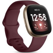 Silikoninė apyrankė Fitbit Versa 4 3 Sense 2 juostelei Išmaniojo laikrodžio priedai Pakeičiama riešo apyrankė Sportinė apyrankė Fitbit Versa 3 juostelė For Fitbit Versa 4&S (5.5- 6.7inch) vyno raudonos spalvos