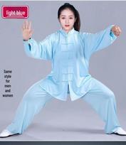 Aukščiausios kokybės pieno šilko Tai Chi kostiumų komplektas moterims ir vyrams - Pavasario iki rudens Wushu pasirodymų apranga, kinų stilius XL white