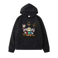 Cuphead Marškinėliai Cuphead ir Mugman Velnio Kauliukai Džemperis su Gobtuvu berniukams mergaitėms Kostiumai Animacinis Spaudinys Vaikams Aukštos Kokybės Vilna Ilgomis Rankovėmis 130 juoda