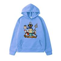 Cuphead Marškinėliai Cuphead ir Mugman Velnio Kauliukai Džemperis su Gobtuvu berniukams mergaitėms Kostiumai Animacinis Spaudinys Vaikams Aukštos Kokybės Vilna Ilgomis Rankovėmis 130 mėlyna