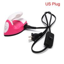 Mini Craft Iron Electric Iron Portable Handy Heat Press Diy Small Iron For Ironing Clothes Laundry Appliances Plug pink