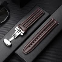 20mm 22mm 24mm Genuine Cowhide Watch Strap for Seiko Vintage Oily Brown Leather Watch Band Butterfly Clasp Casual Business Strap 22mm&with gold buckle raudona