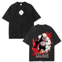 2026 New Invincible Grand Regent Thragg Unisex Washed Shirt, Summer Vintage Cotton Y2k Men's Fashion Oversize Graphic Tshirt M black